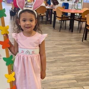 Pink Dress with Bunny Print —5 EUC